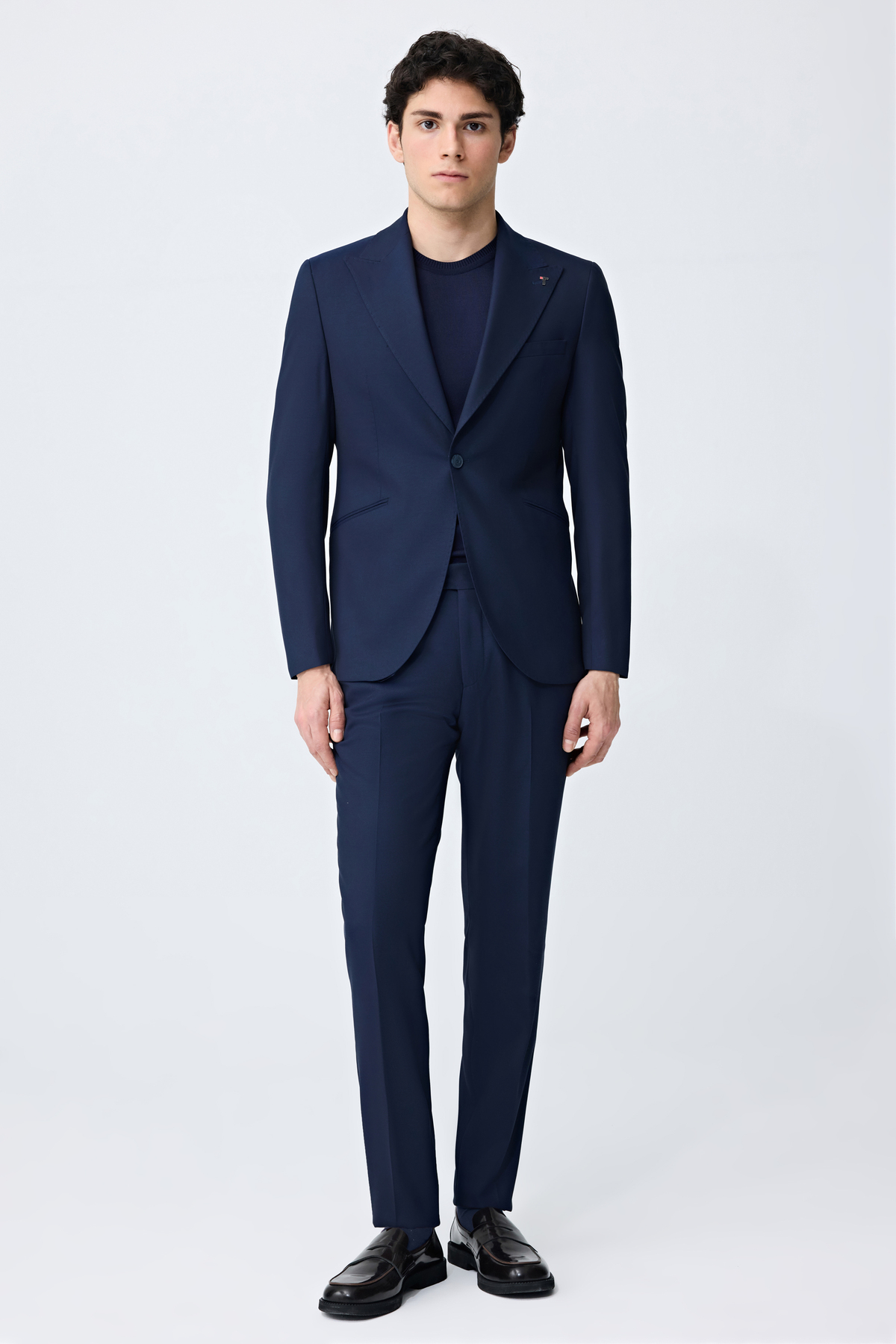 Tween Slim Fit Lacivert Armürlü Takim Elbise