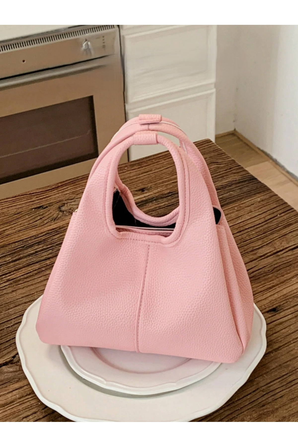 Alina Pembe Yumuşak Dokulu Çıkarılabilir Askılı El ve Omuz Çantası