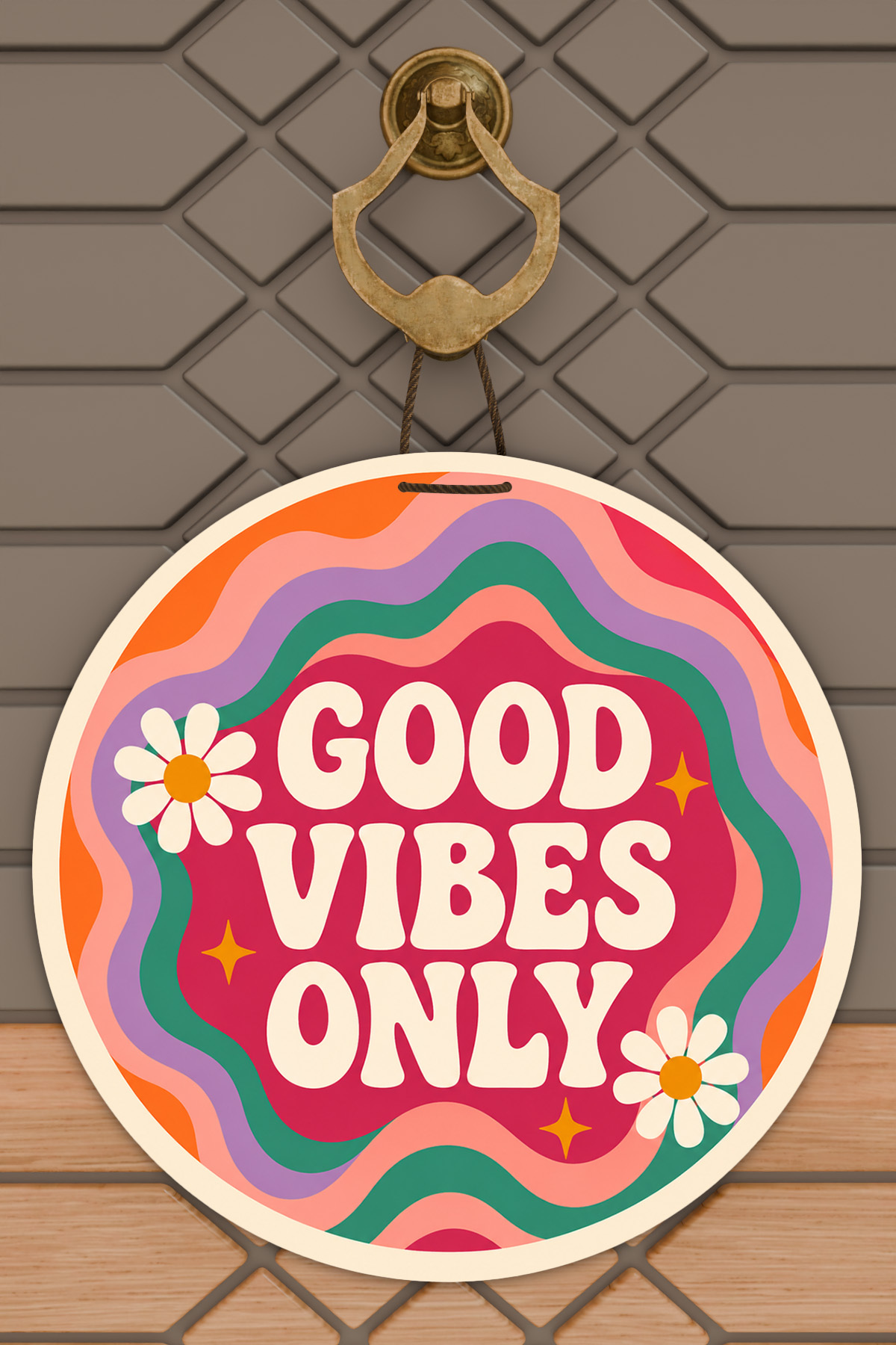 Modern Written Round Door Ornament Digital Printing 30x30 cm