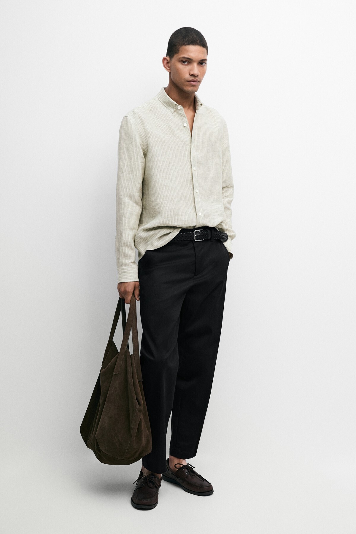 پیراهن راه راه ۱۰۰٪ کتانی با فرم معمولی ماسیمو دوتی پیراهن Massimo Dutti