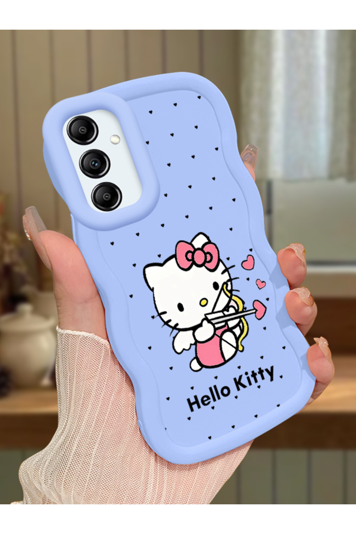 Samsung Galaxy A14 Compatible Case camera protector Blue Silicone Couple Phone Case Kitty Pattern