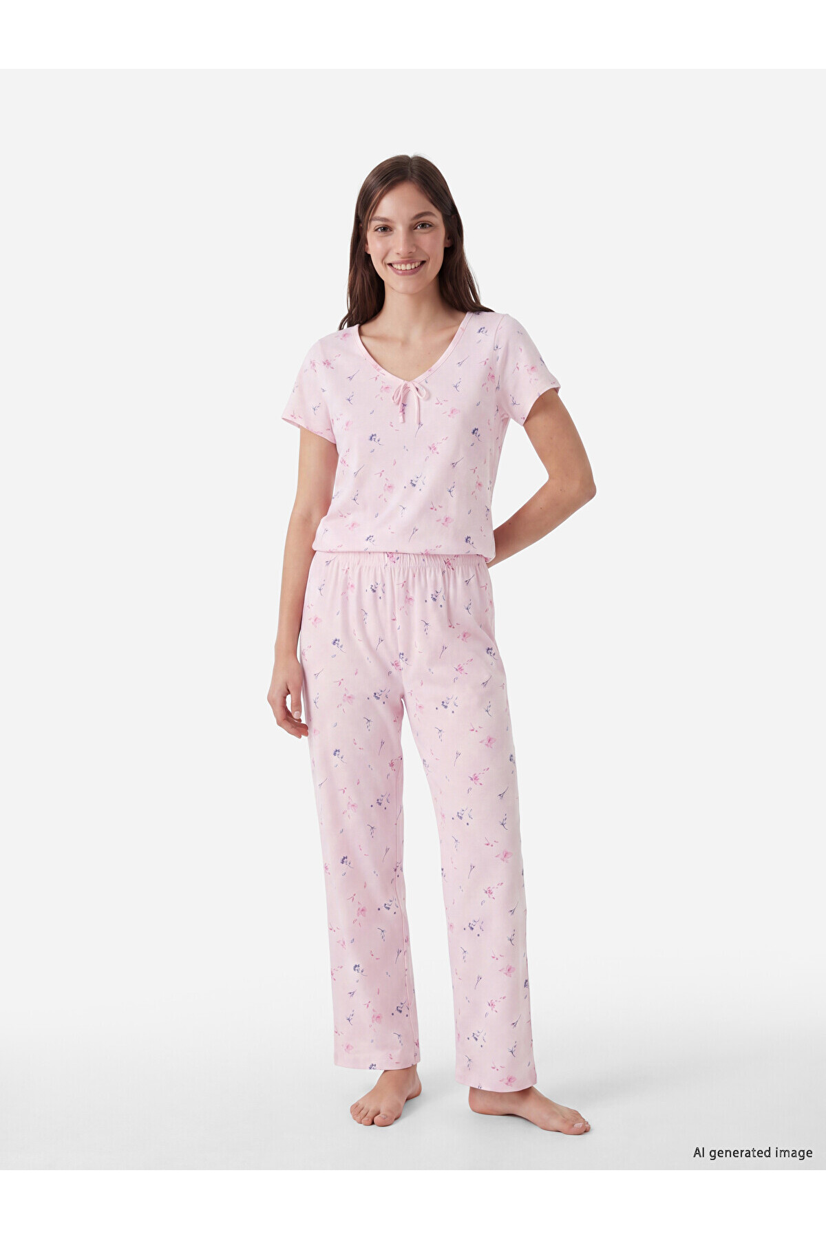 LC Waikiki V-Neck Floral Women's Pajama Set (S6)