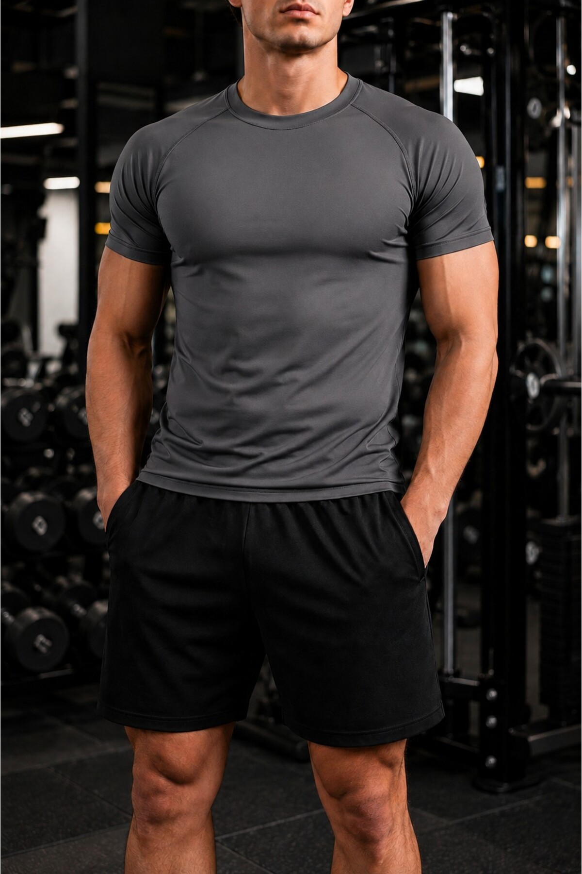 GHASSY CO . Erkek Compression Spor Tişört Slim Fit Hızlı Kuruyan Esnek Fitness Koşu Antrenman T-Shirt görsel 3