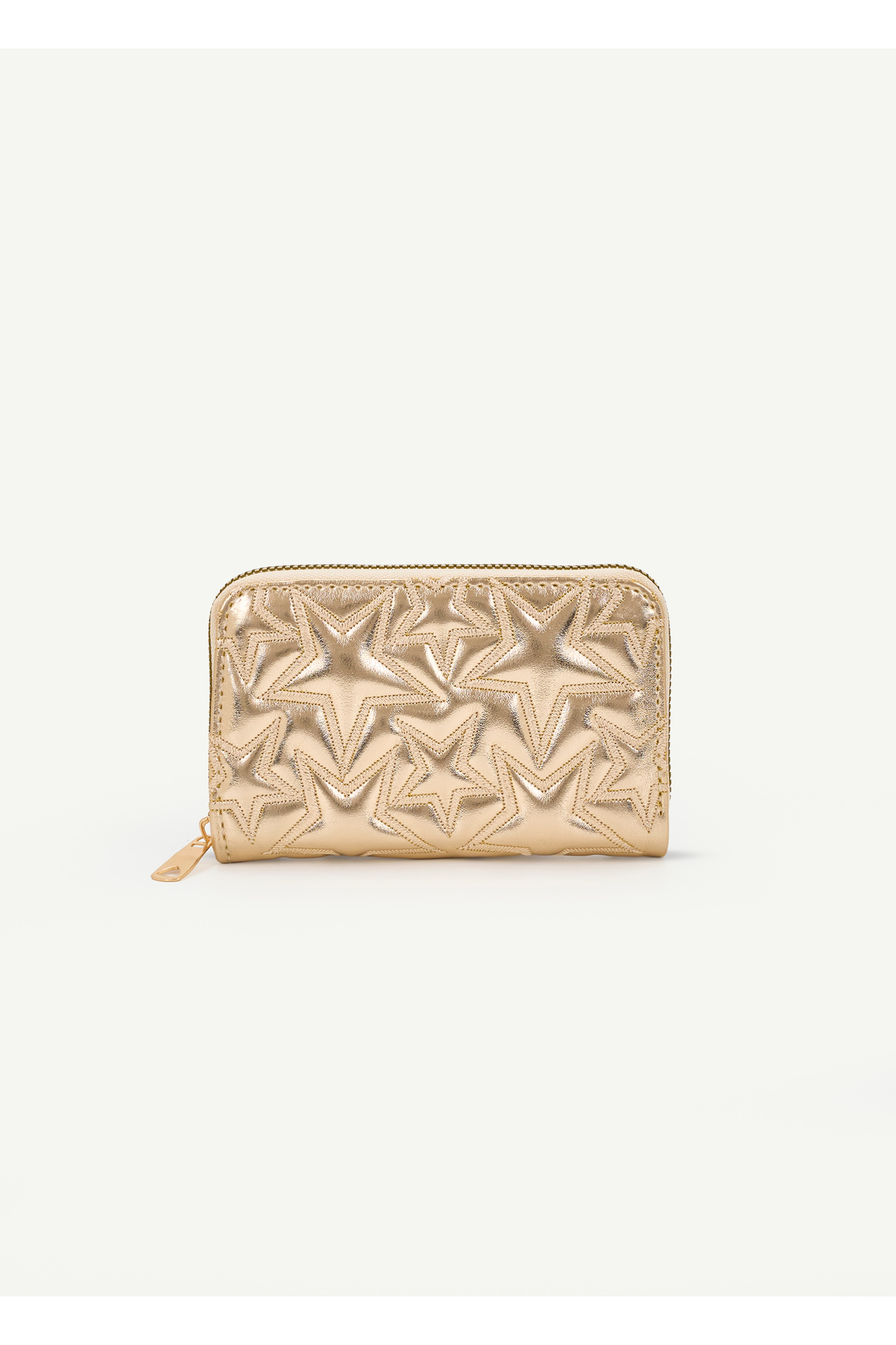 SHAKA Gold SHK336 Yıldız Kabartmalı Fermuarlı Çok Bölmeli Kartlıklı Kadın Cüzdanı