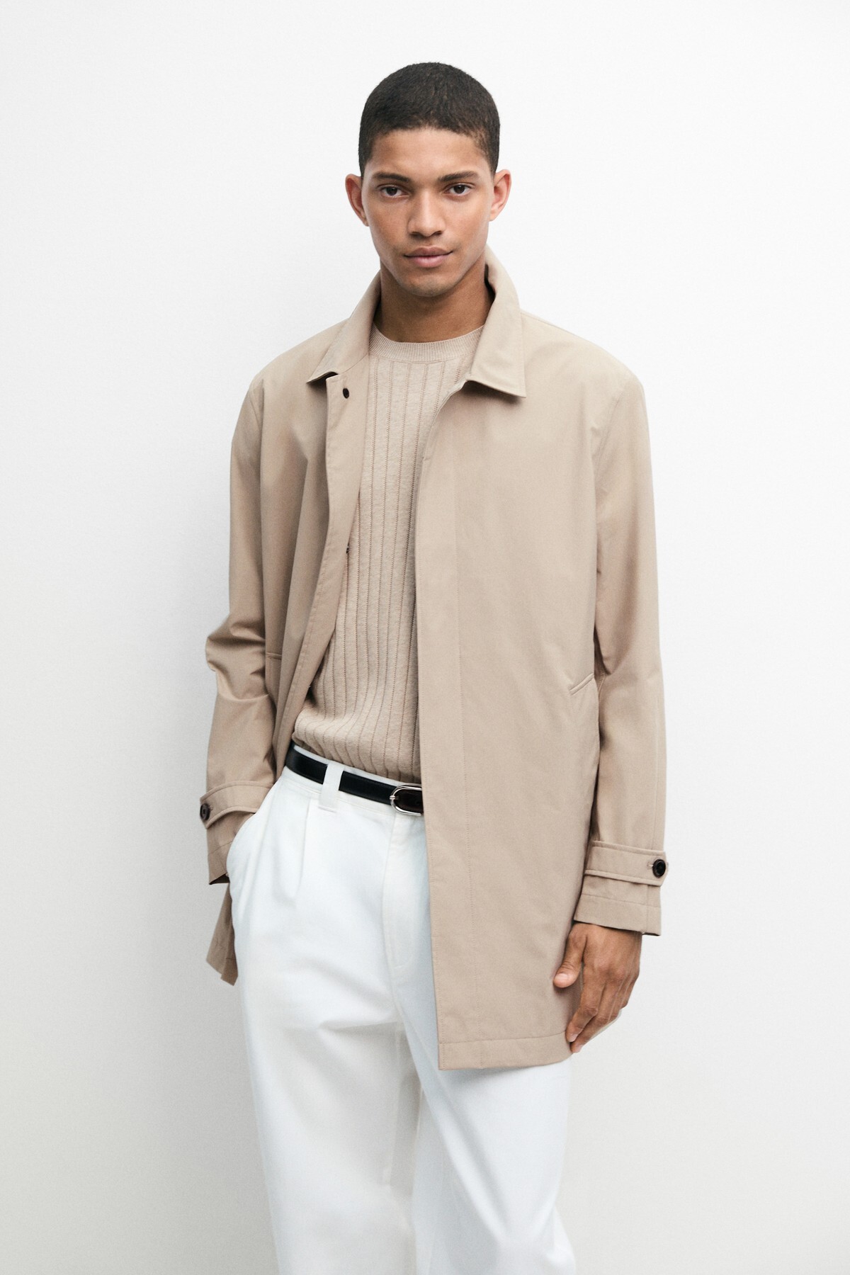 Massimo Dutti Hafif uzun trençkot görsel 2