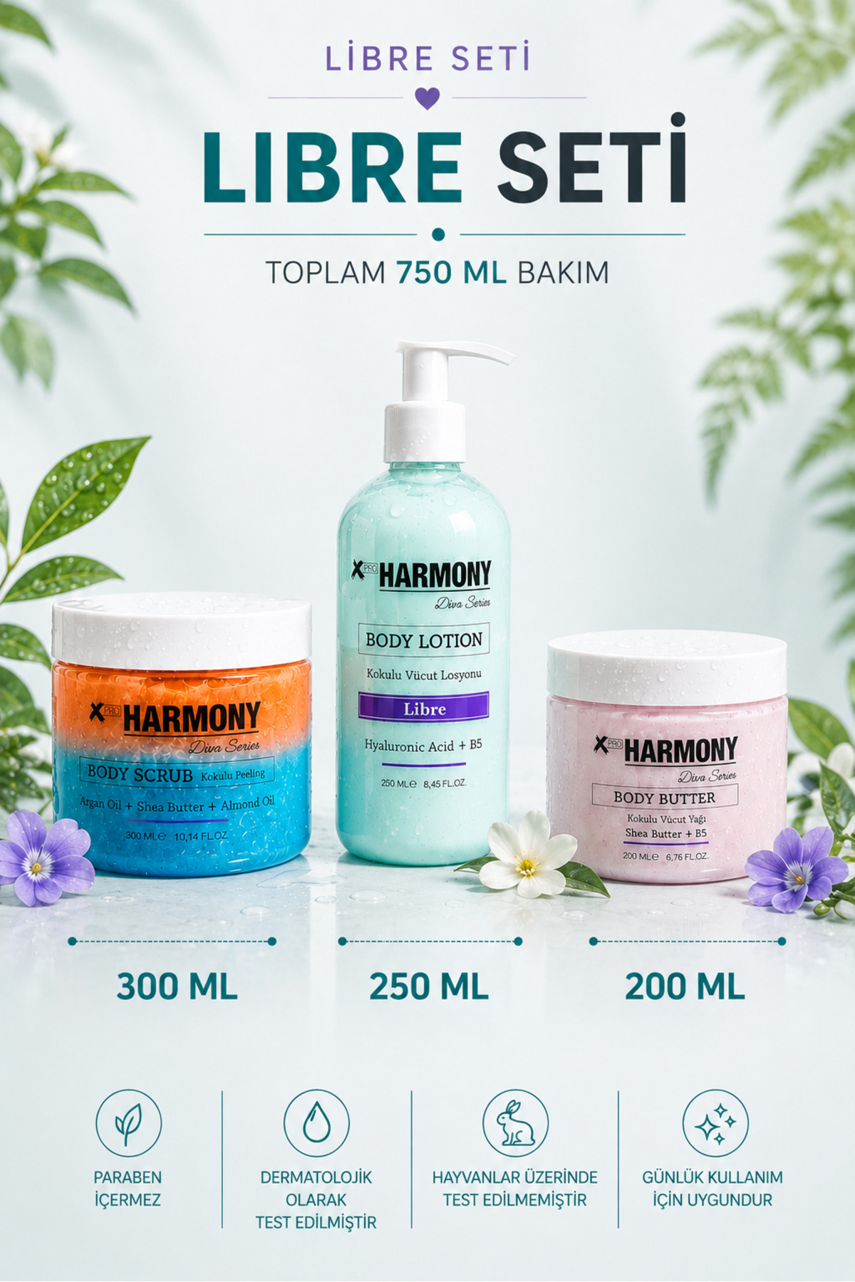 L-i-b-r-e Ritüeli 3’lü Vücut Bakım Seti 750 ml | Body Scrub + Body Lotion + Body Butter — PH-VRS-LIB-750 — تصویر 6 از 7