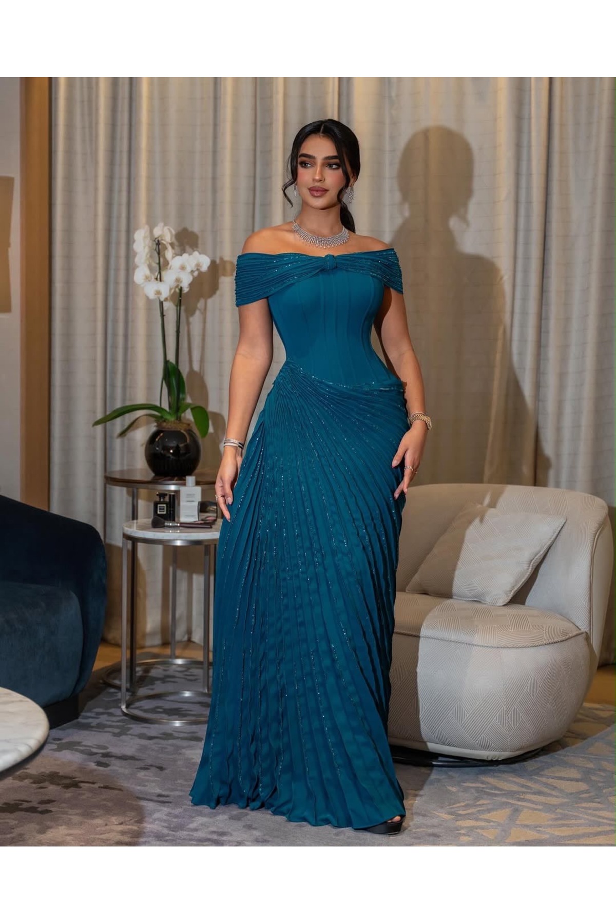 فستان سهرة ازرق