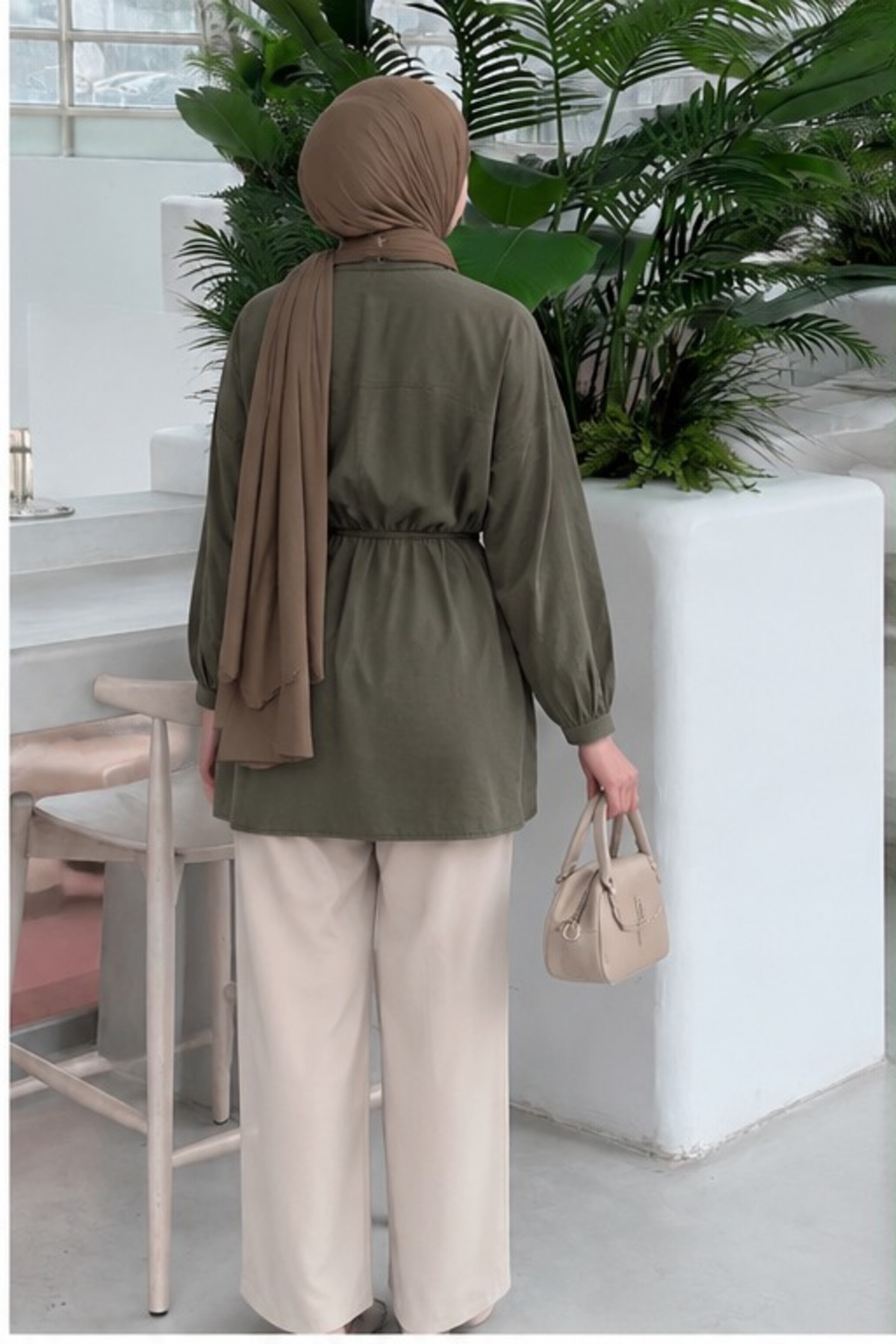 unika boutique Kadın Tesettür Dikiş Detaylı Bağlamalı Gömlek görsel 2