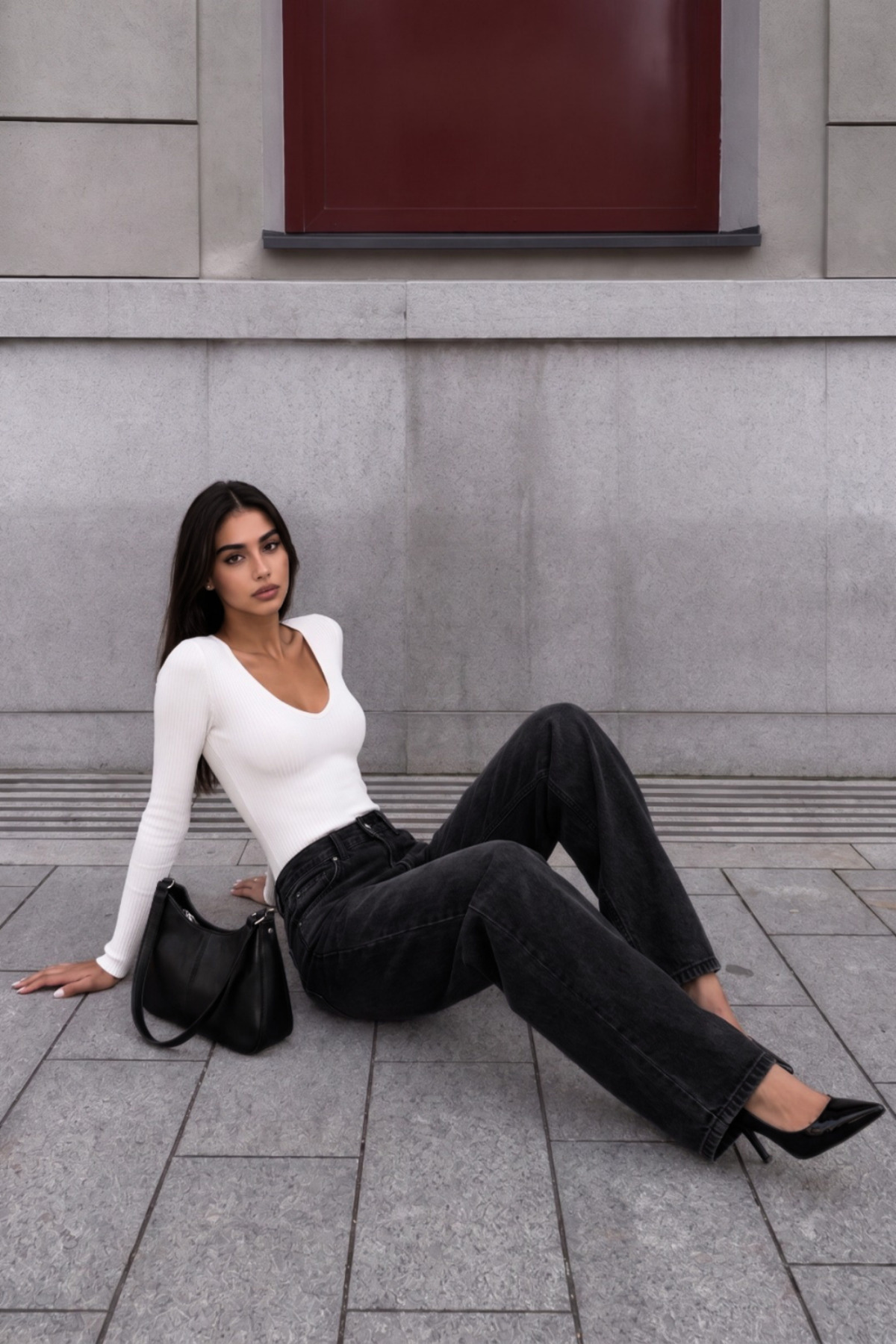 SİYAH EFEKTLİ Soluk Efekt Vintage Yüksek Bel Wide Leg Geniş Paça with Lycra Jeans 4