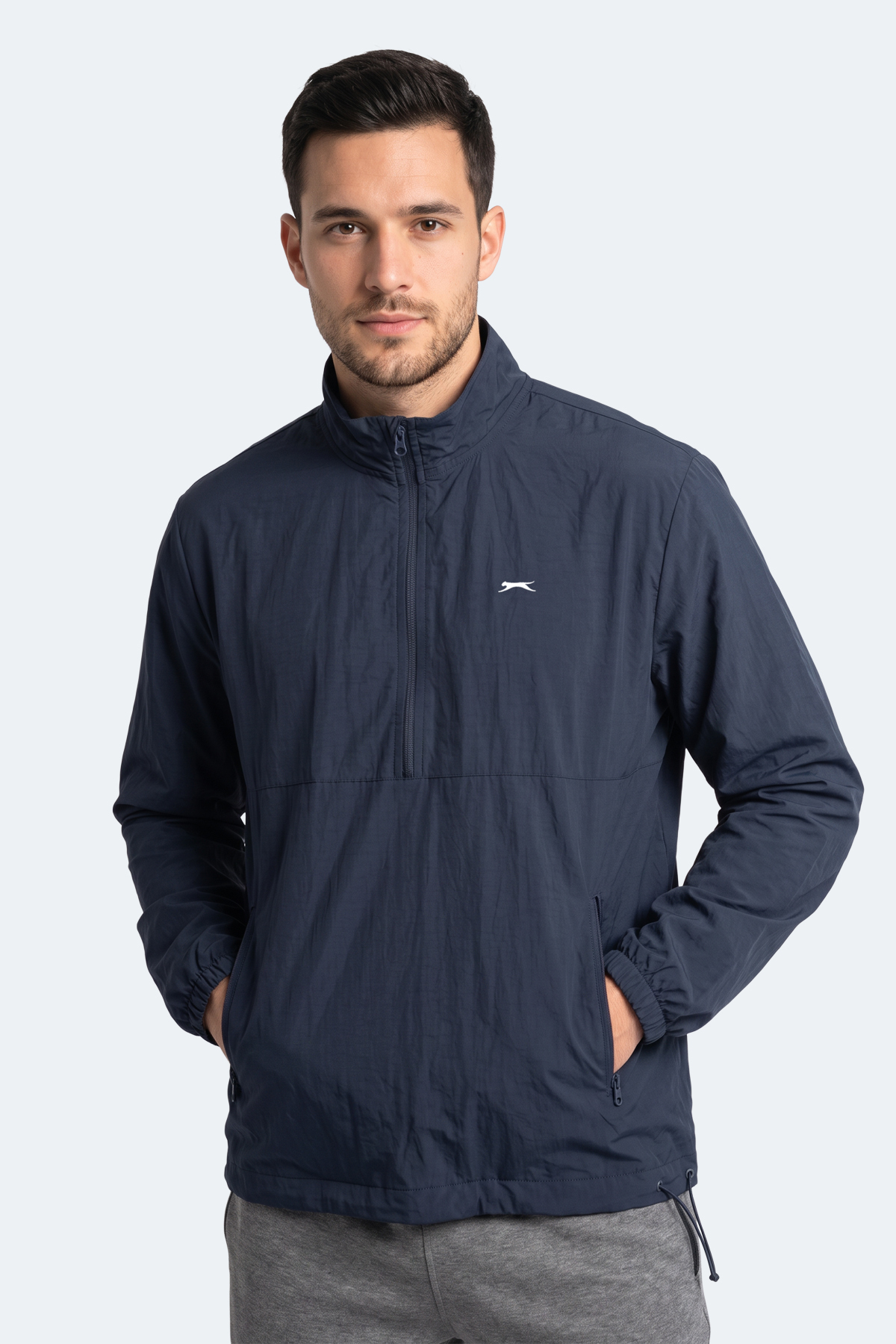 سویشرت یقه ایستاده زیپ‌دار سرمه‌ای مردانه RECKON اسلازنگر سویشرت Slazenger