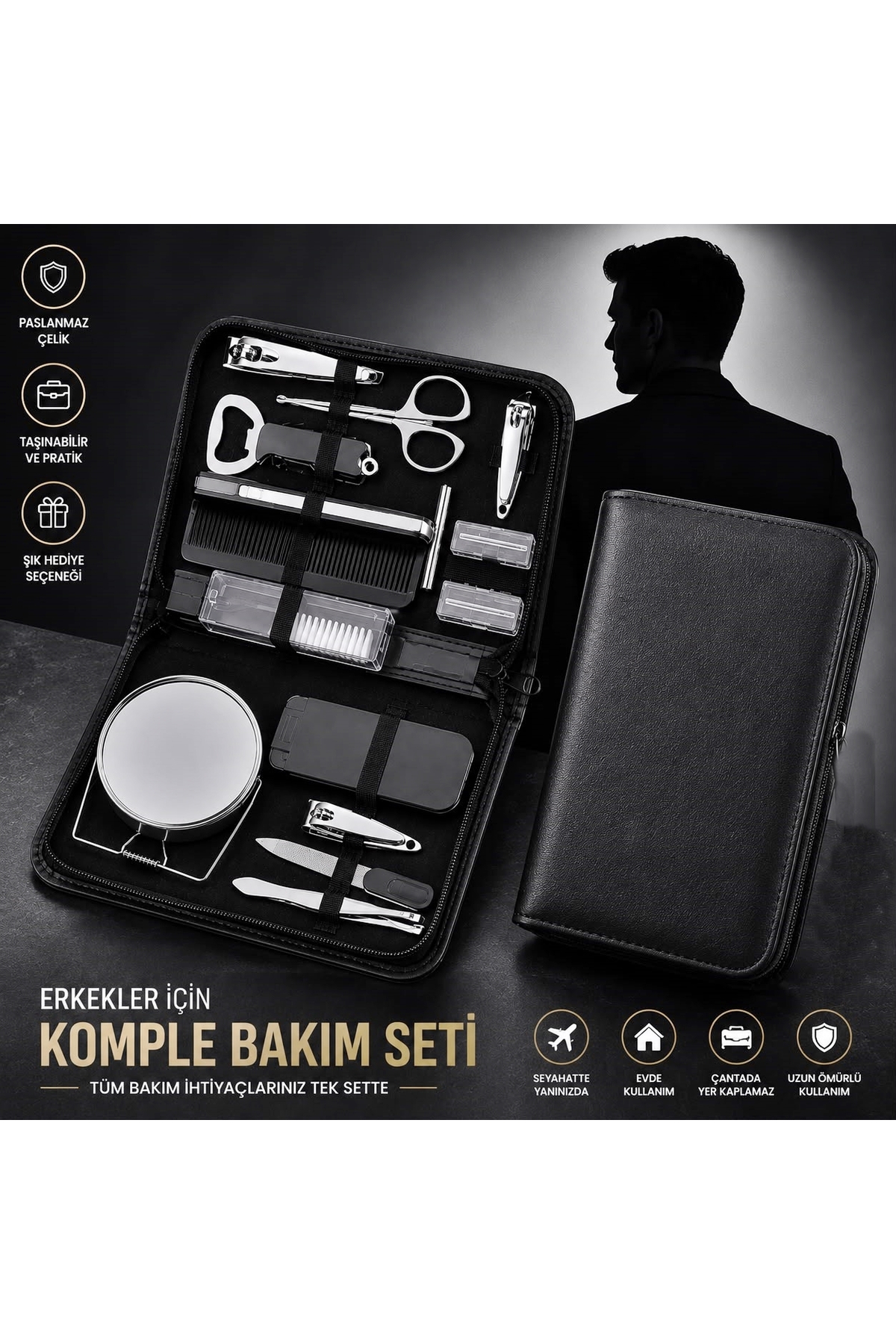 newnet Erkeklere Özel Premium 13 Parça Manikür Pedikür Bakım Seti