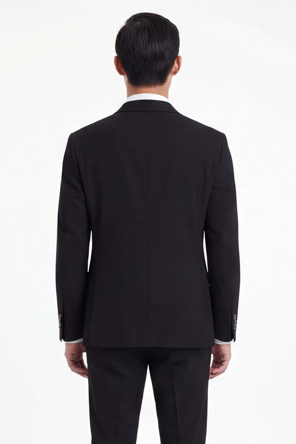 Sabri Özel Siyah Slim Fit 6 Drop Mono Yaka Modal Kumaş Lastikli Bel Astarsız Takım Elbise görsel 4