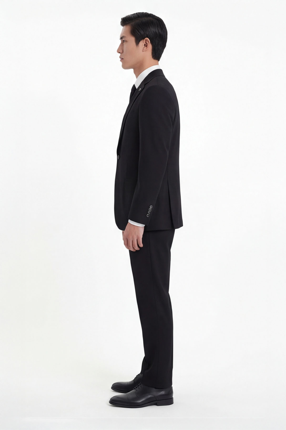 Sabri Özel Siyah Slim Fit 6 Drop Mono Yaka Modal Kumaş Lastikli Bel Astarsız Takım Elbise görsel 3