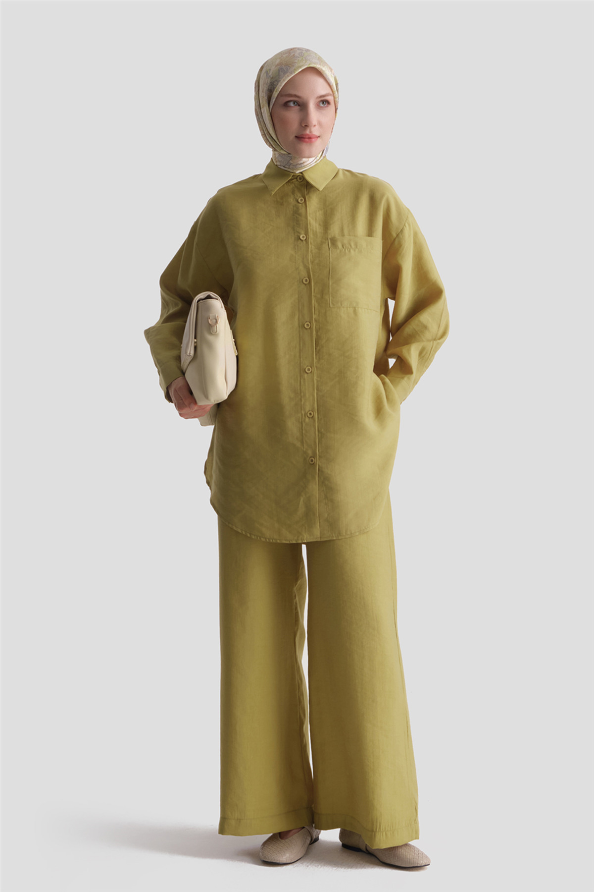Armine Tencel blend pant suit - olive green