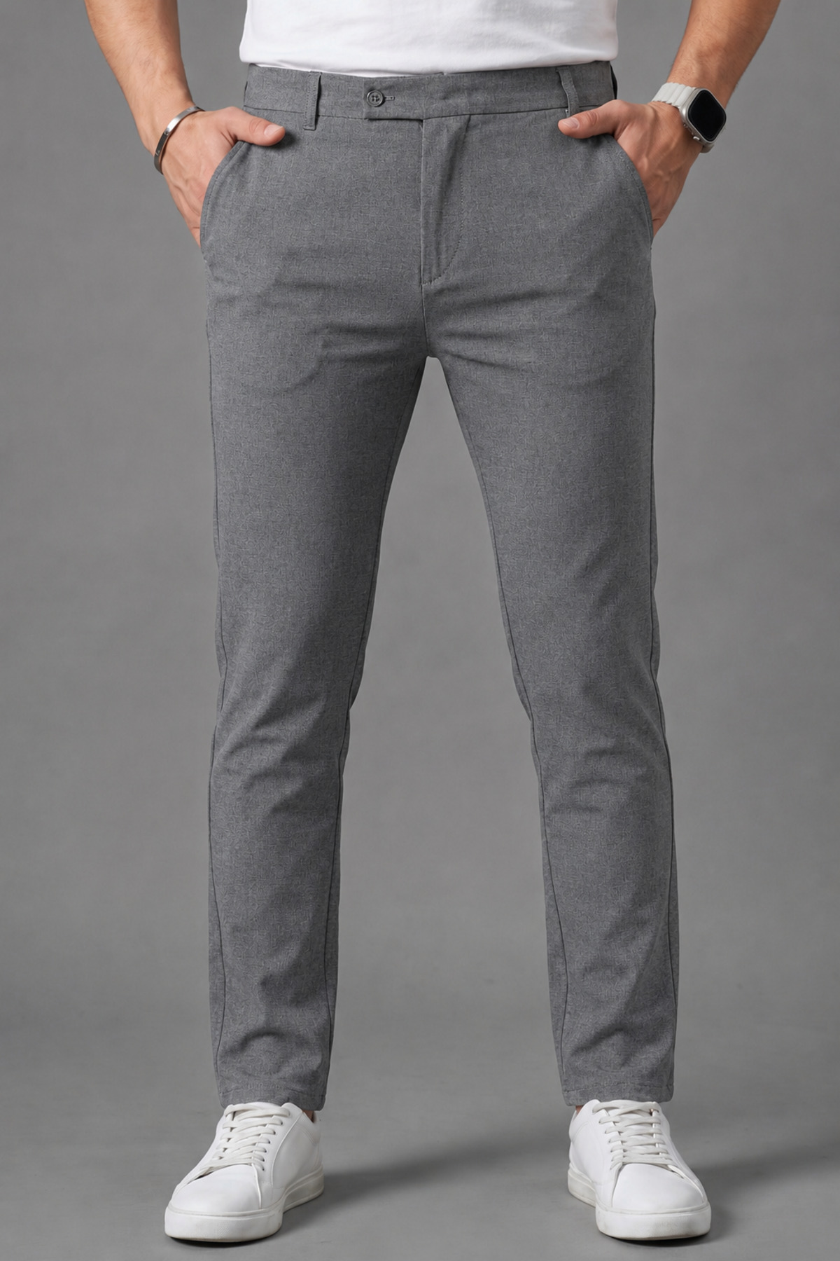 Erkek Okul Grisi Renk Kaliteli Esnek Likralı Slim Fit Kumaş Pantolon — خاکستری KUMAŞ-SLİM