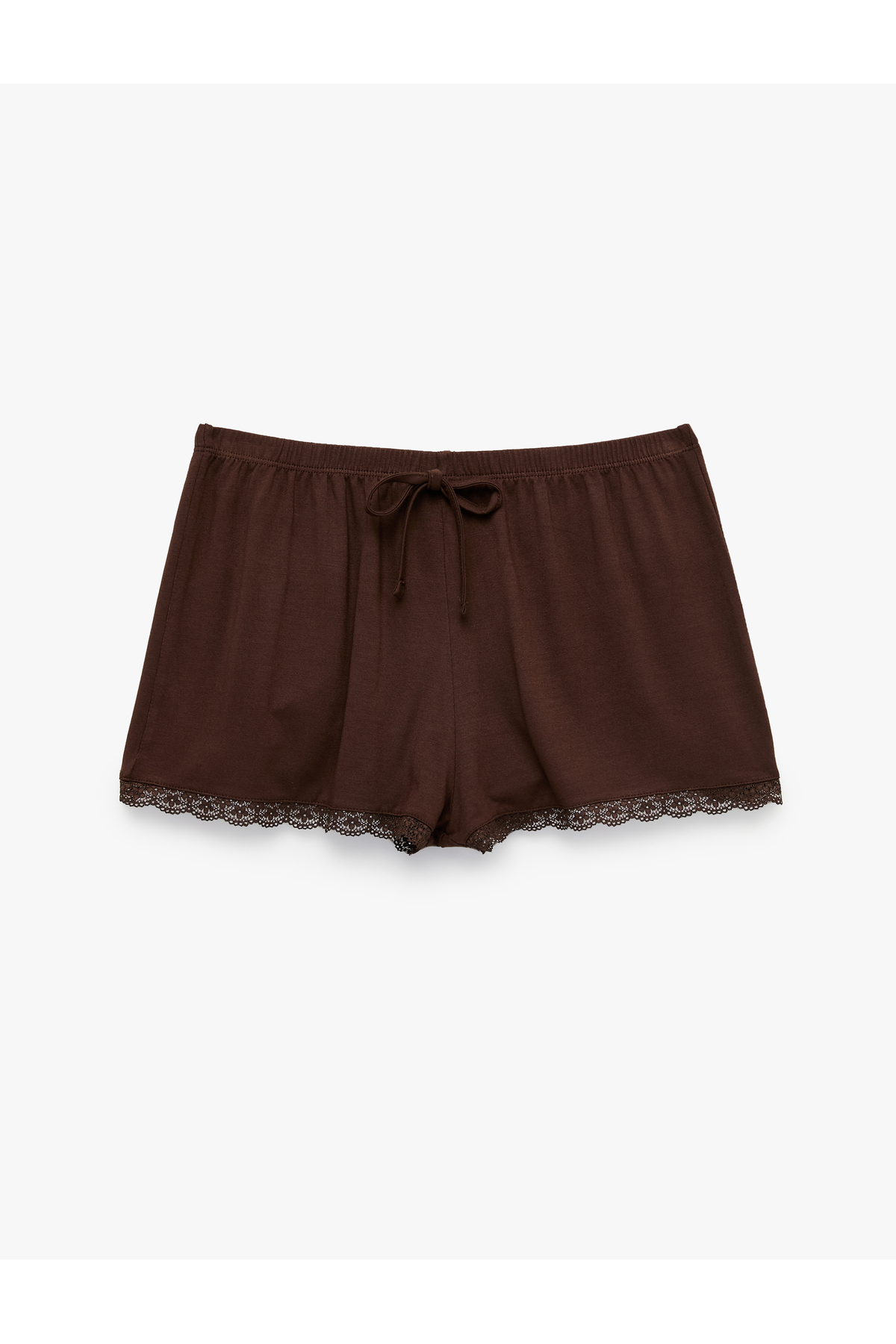 Dantelli Paça Beli Lastikli Rahat Kalıp Viskon Şort Pijama Altı