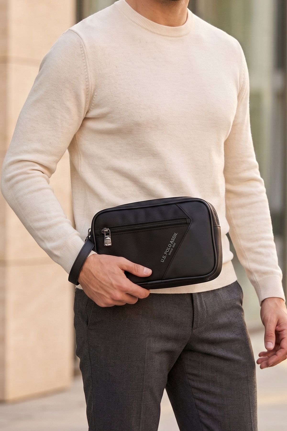 U.S. Polo Assn. U.S Polo Assn 26063 Erkek El Portföyü El Çantası Clutch Çanta Traş Çantası SİYAH