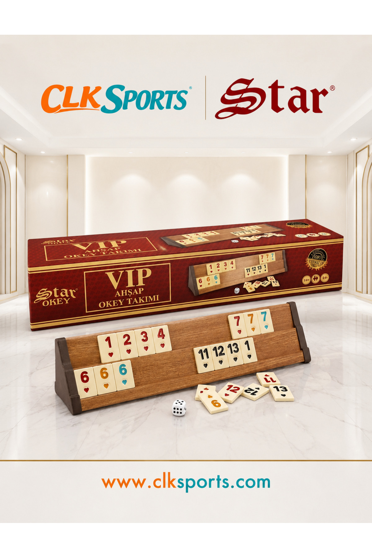 Resim Star Vip Ahşap Okey Takımı - Açık Renk 