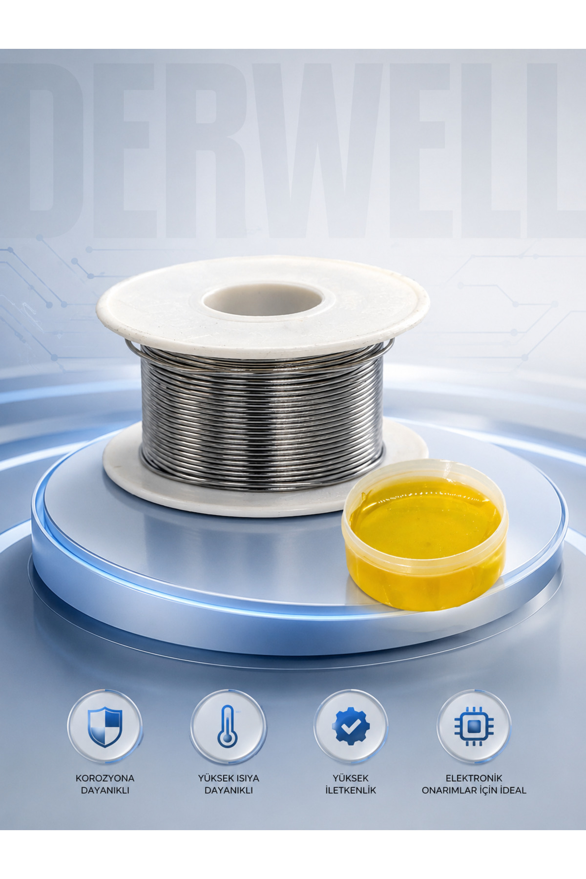 Lehim Teli 0.8mm Reçine Çekirdekli RA Hızlı Akış Minimum Sıçrama Ve Aktif Lehim Pastası Yüksek Islatma Özelliği Hassas Bileşen Korozyon Yapmaz Profesyonel Set
