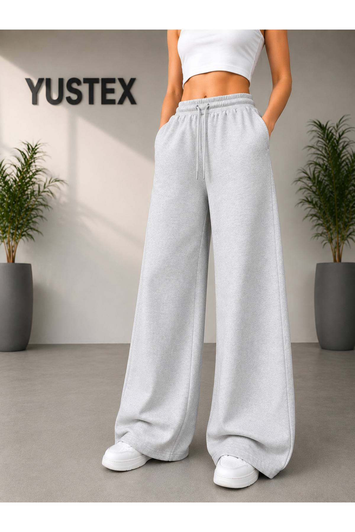 yx yustex sport 2'li KADIN BOL PAÇA EŞOFMAN OVERSİZE KALIP (SİYAH ve GRİ) 2 ADET EŞOFMAN GELMEKTEDİR görsel 3