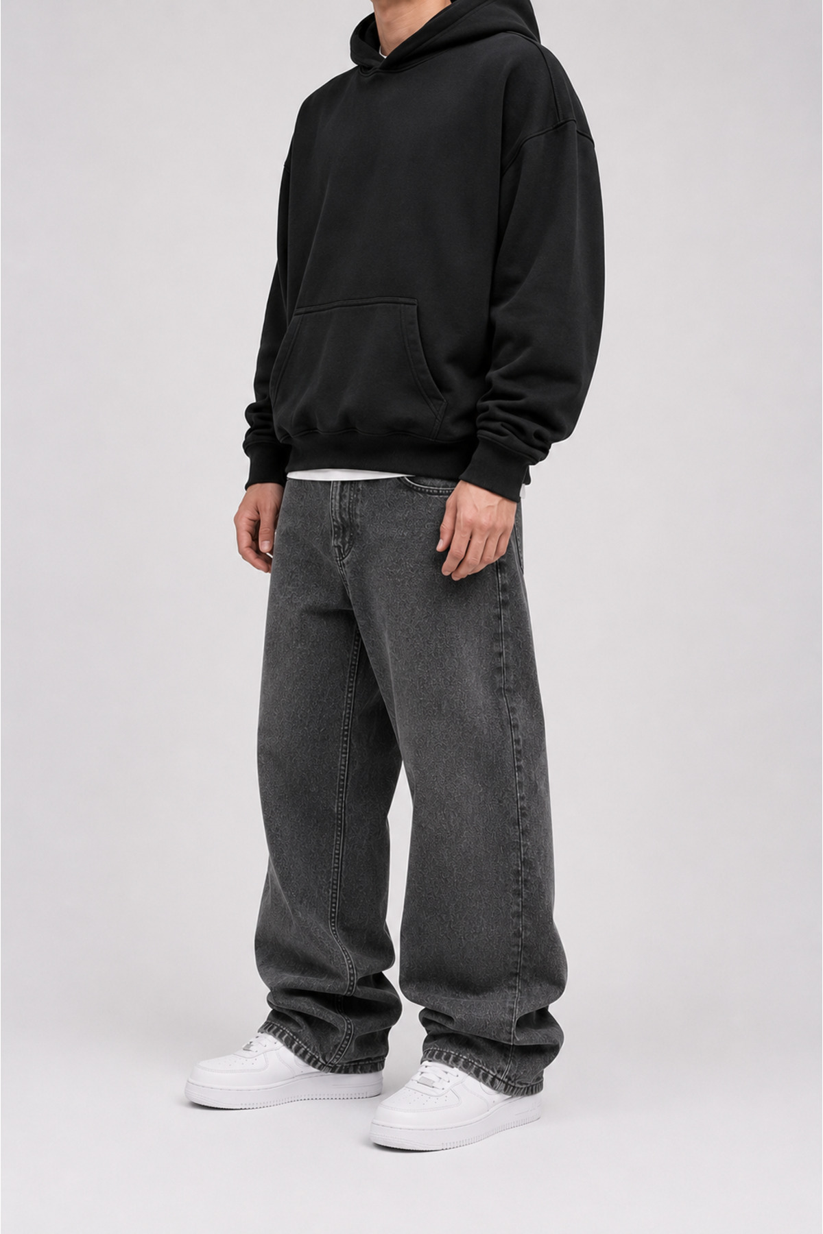 Lyvens Erkek Koyu Füme Baggy Jean Pantolon görsel 2