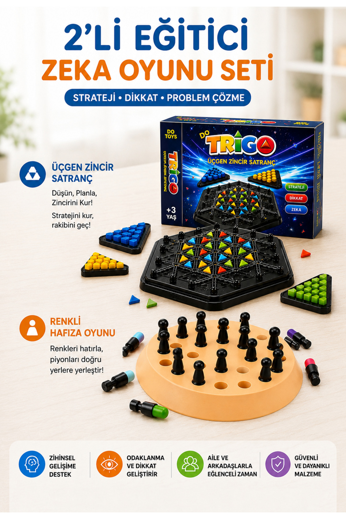 do toys 2'li Zeka Oyun Seti Zincir satranç & Smart Chess Zeka Oyunu