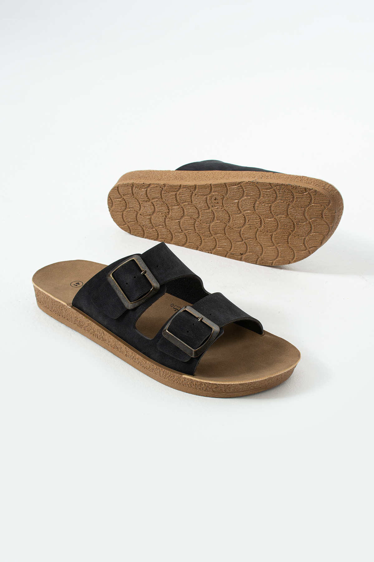 Polomia Comfort Erkek Çift Bant Süet Tokalı Comfort Günlük Şık Terlik görsel 3