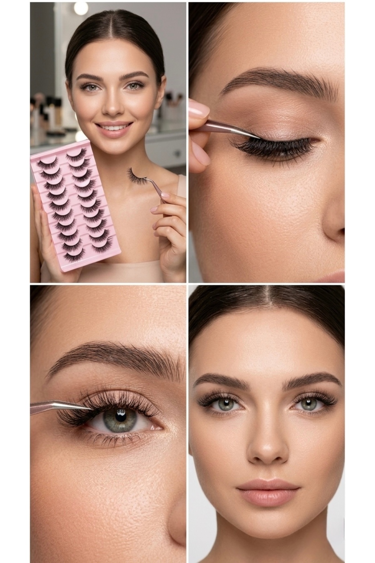 ست 10 جفت مژه مصنوعی پریمیوم 3D - ظاهر طبیعی و حجیم، استایل‌های متنوع، کیت مژه حرفه‌ای قابل استفاده مجدد