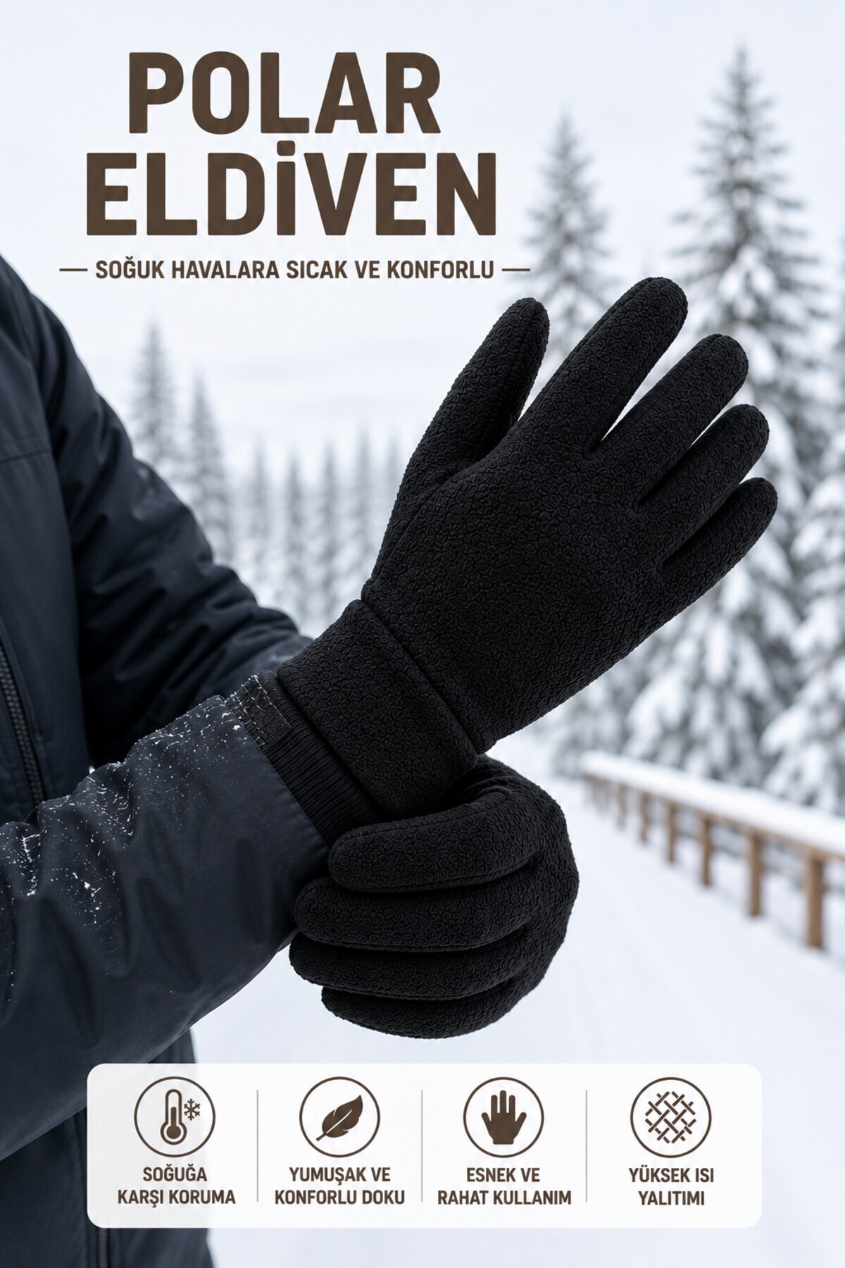 Alıç Polar Eldiven Soğuk Hava İçin Sıcak Tutan Yumuşak Dokulu Kışlık Eldiven - 1 Adet görsel 3