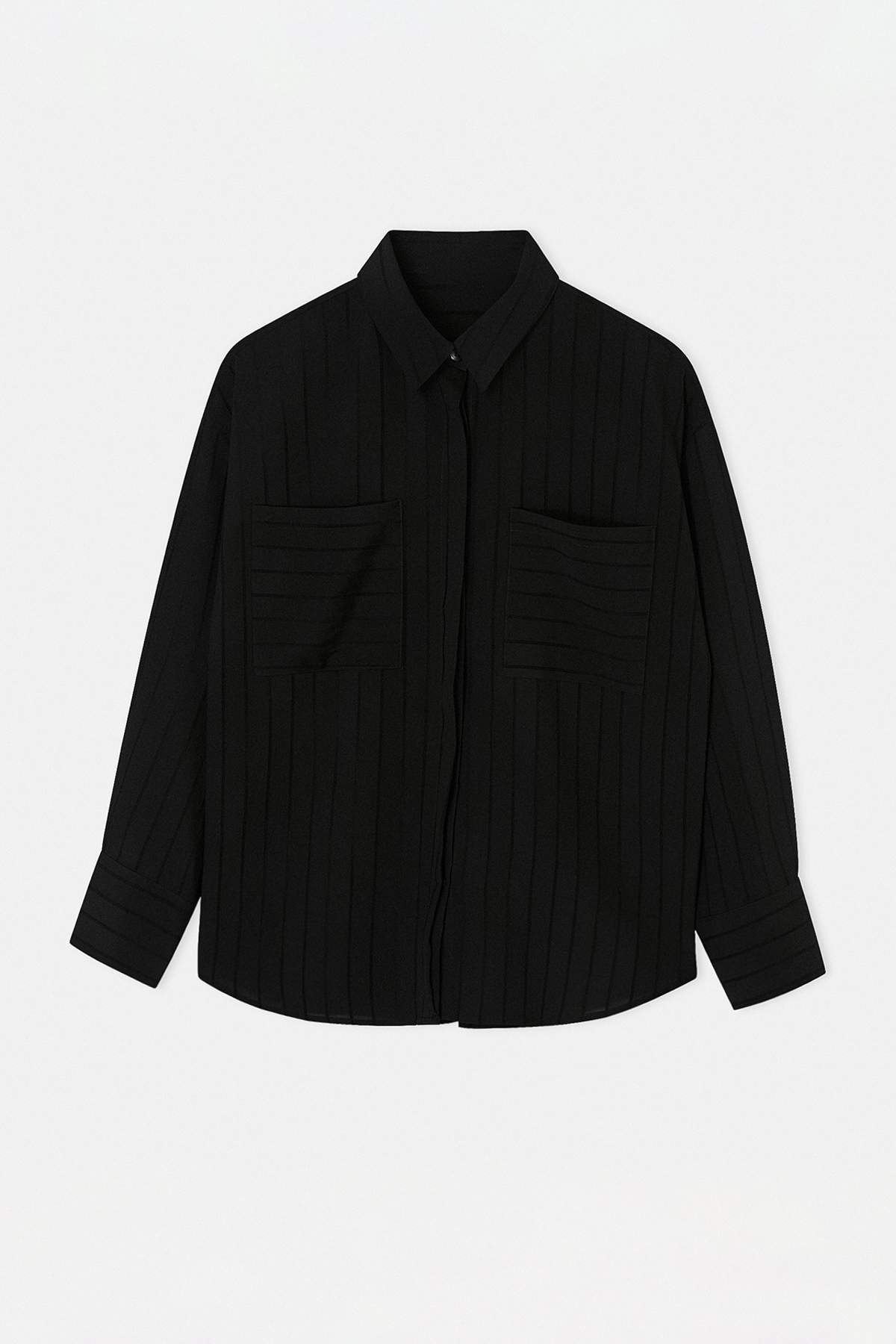 Drop by Trendyolmilla Siyah Oversize Cift Cepli Gömlek TDRSS26GO00110