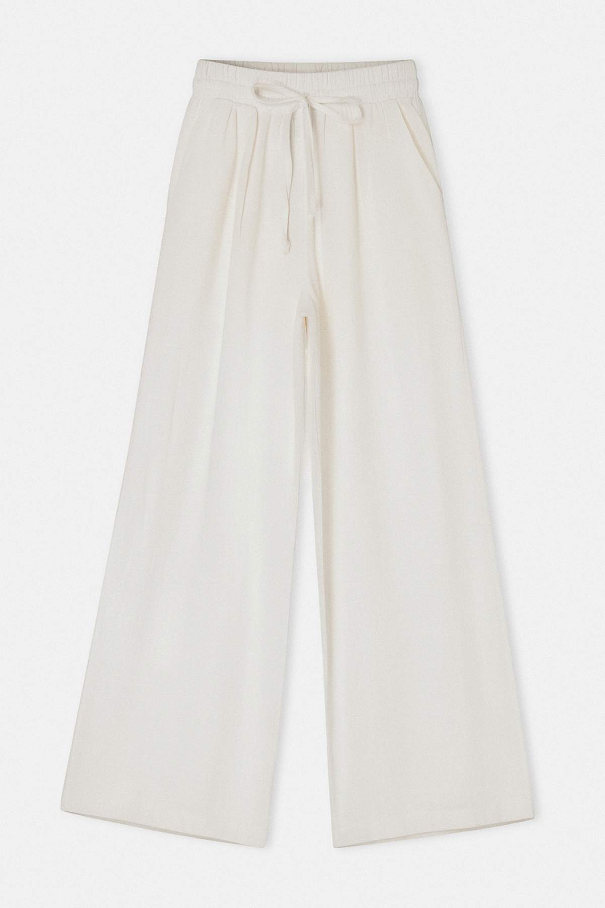 Drop by Trendyolmilla Beyaz Beli Lastikli Geniş Paçalı Pamuklu Pantolon TDRSS26PL00047