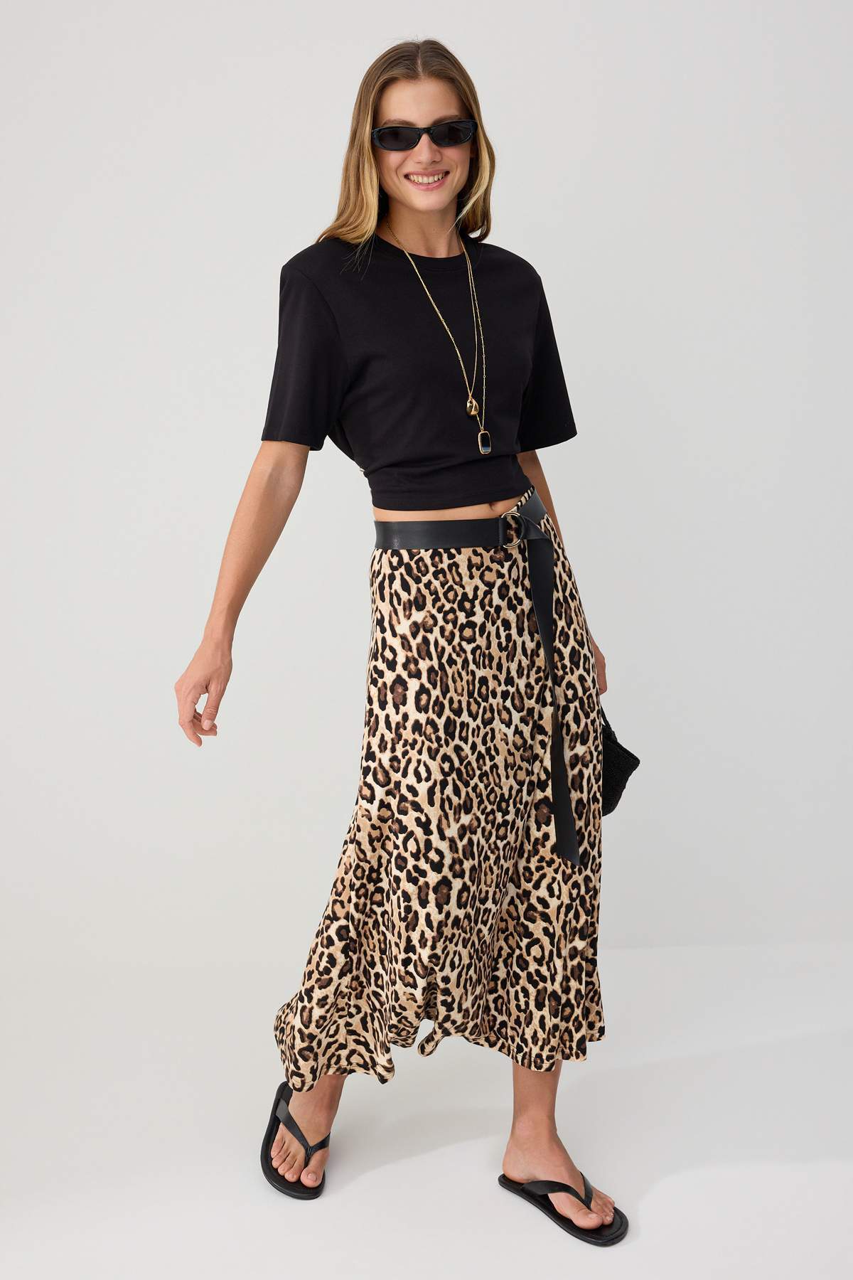 Trendyolmilla Çok Renkli Animal A-line Normal Bel Maxi Boy Örme Etek TWOSS26ET00272