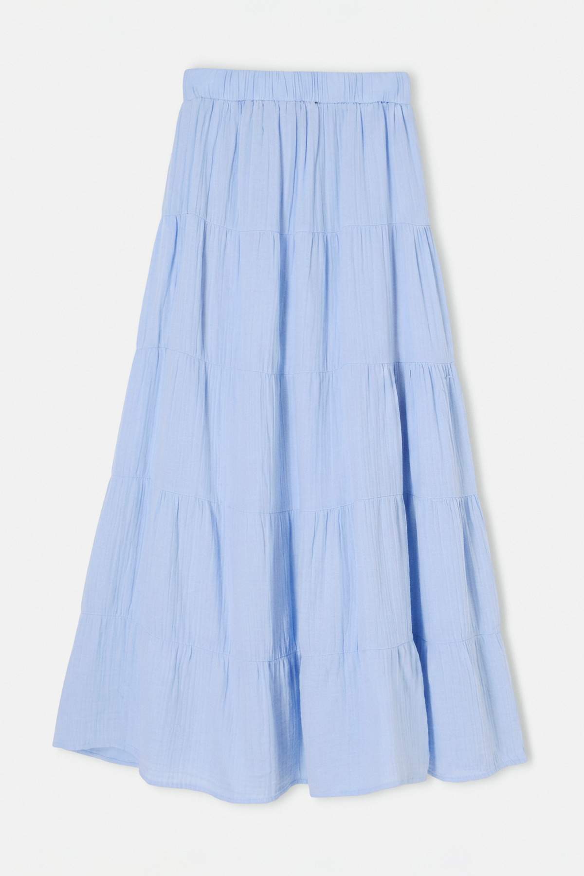Drop by Trendyolmilla Mavi Katlı Muslin Uzun Etek TDRSS26ET00038