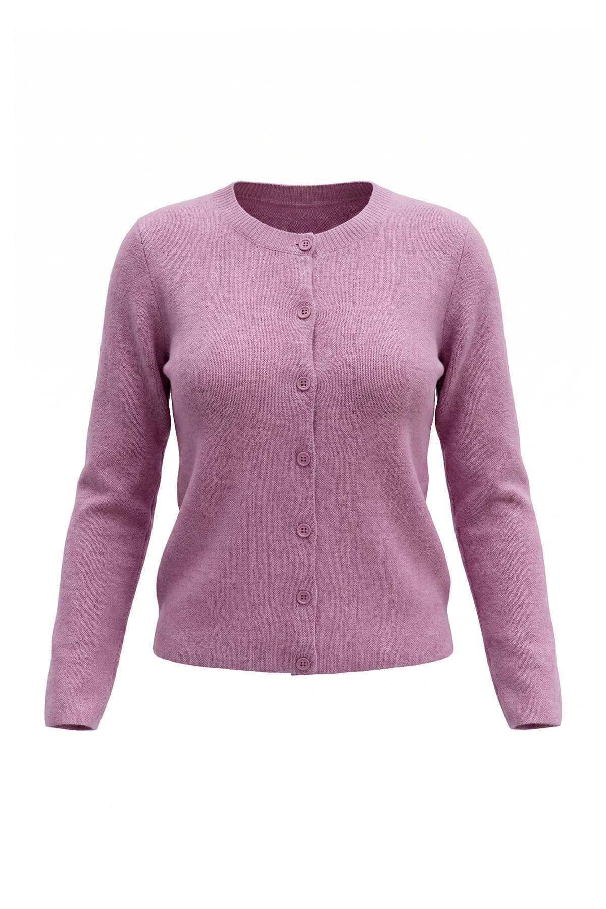 Trendyolmilla Wardrobe Essentials Pembe Bisiklet Yaka Yumuşak Basic Triko Hırka TWOAW27HI00101