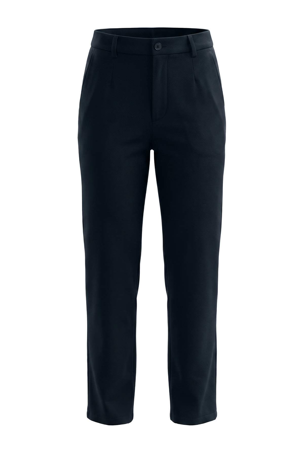 Trendyolmilla Man Lacivert Pamuklu Chino Cepli Likralı Straight Boru Paça Örme Erkek Pantolon TMNAW27PL00010