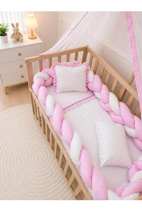 Babycom 60-120 beşik-pembe örgülü uyku seti