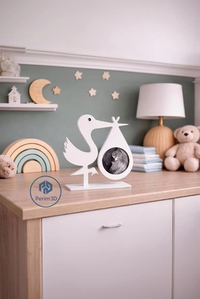 perim3d Leylek Ultrason Fotoğraf Tutucu – Bebek Bekleyiş Standı - Arka Sabitl...