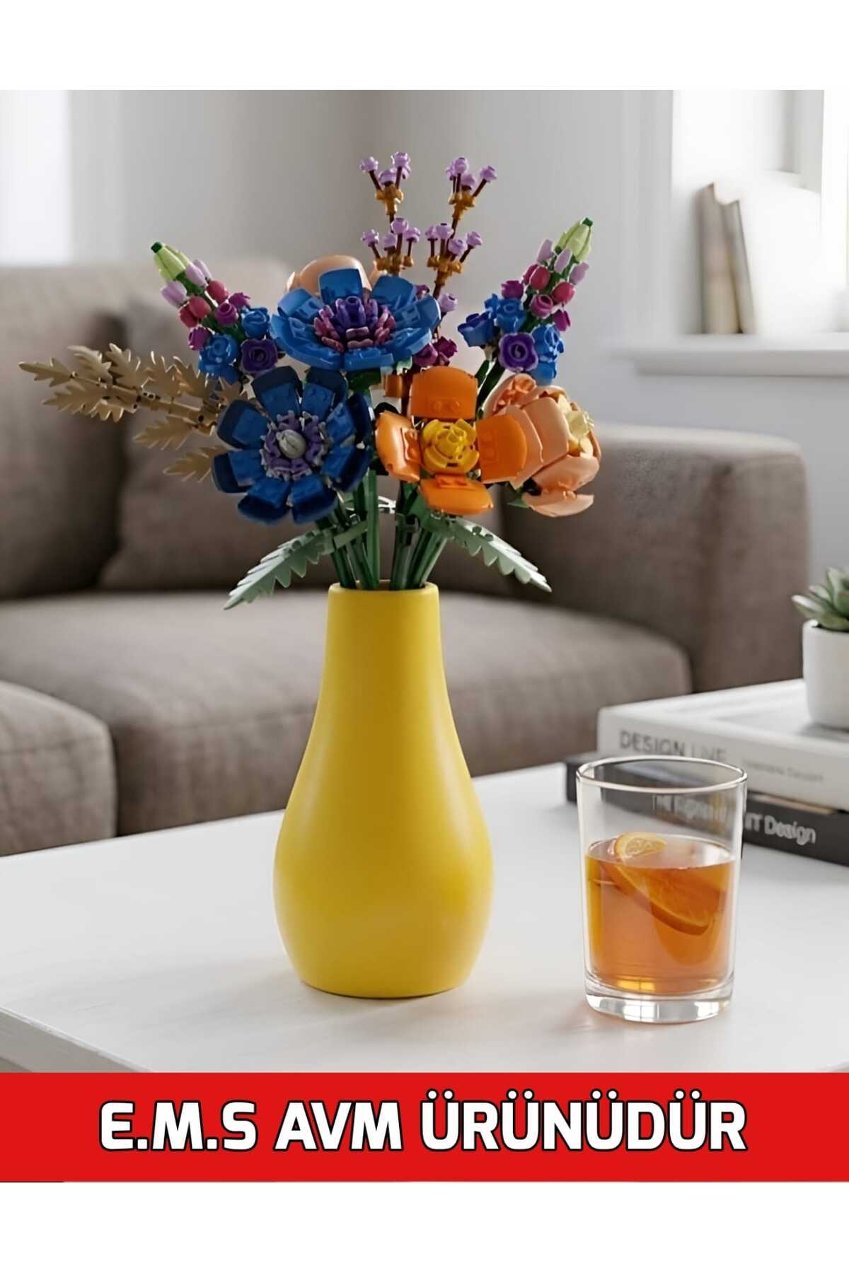 VASE DROP VASE DECORATIVE VASE YELLOW COLOR 13CM X 7CM LEGO FLOWER VASE.
