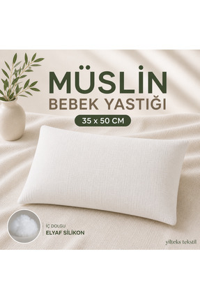 HOMEPLUS GOLD COLLECTİON Müslin Bebek Yastığı 35x50 cm Doğal Pamuk 200 gr Dol...