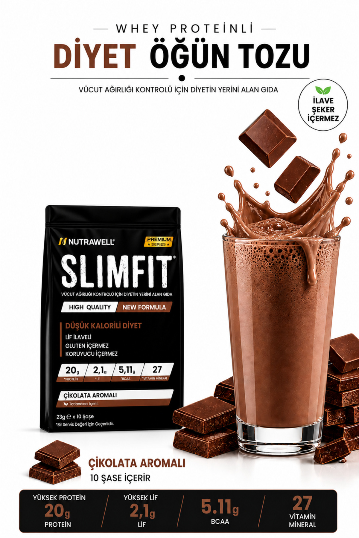 SLIMFITDETOX Slımfıt Çikolata 10 Adet -öğün Yerine Geçen Shake