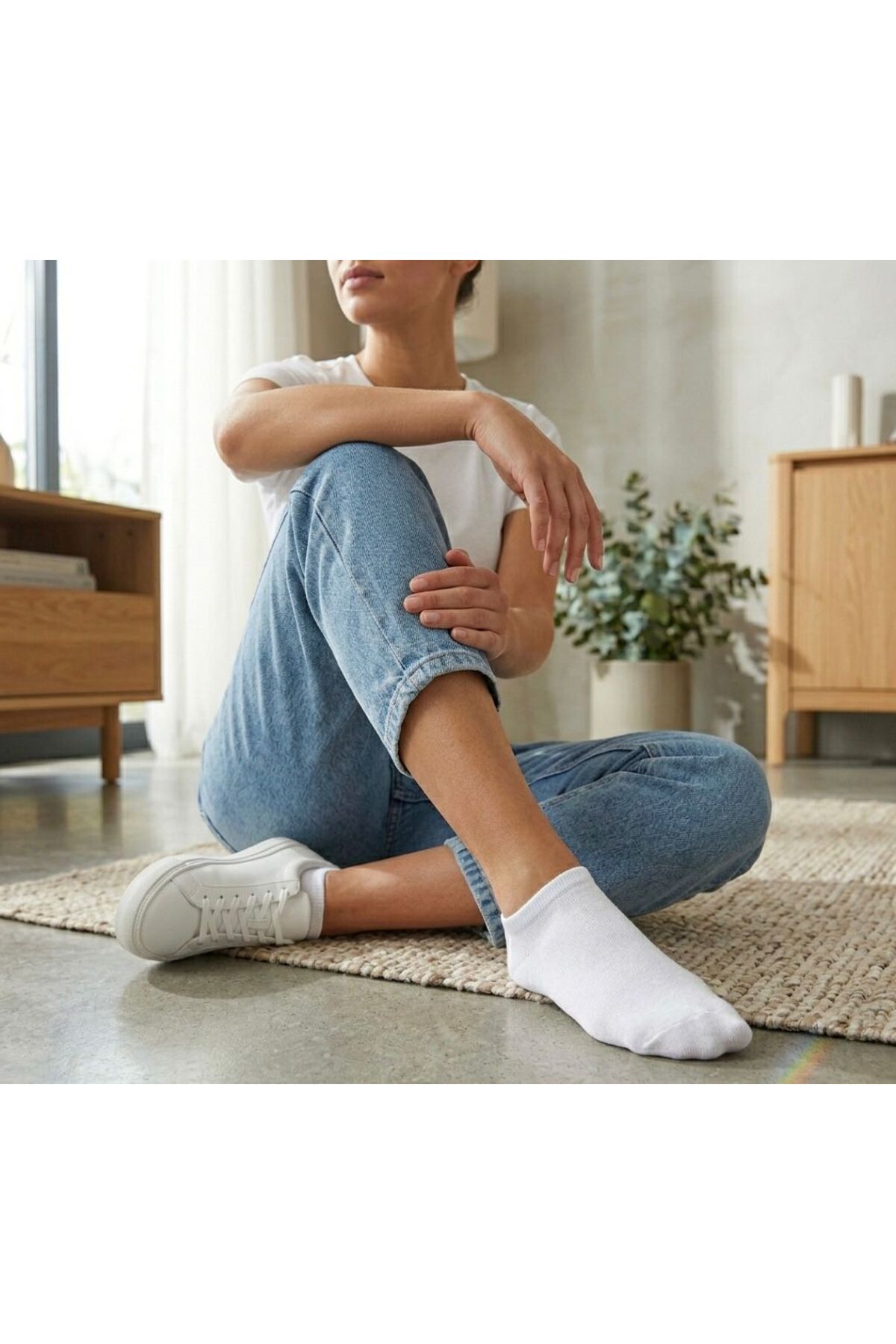 Çorap Kurdu 10 çift Düz Renk Unisex Beyaz Kısa Patik Çorap görsel 3