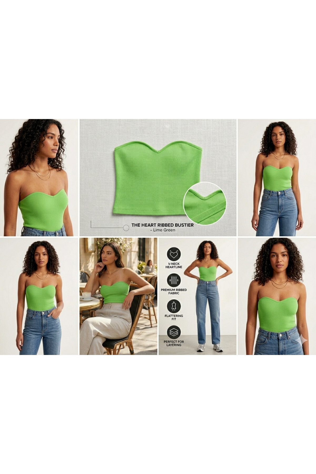 KİM Kİ O Kadın Yeşil Renkli Straplez Crop