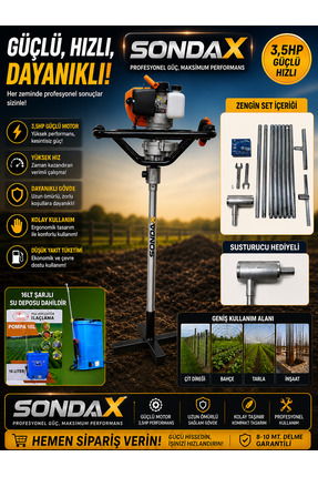 Karot Dünyası KAROT VE EL SONDAJ MAKİNESİ PROFESYONEL 3.5HP 5MT SET