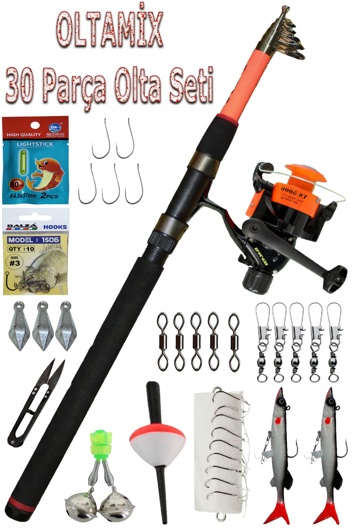 OLTAMİX 50 Parça Olta Seti 240 CM Kamış YS5000 Makine - Fiyatı