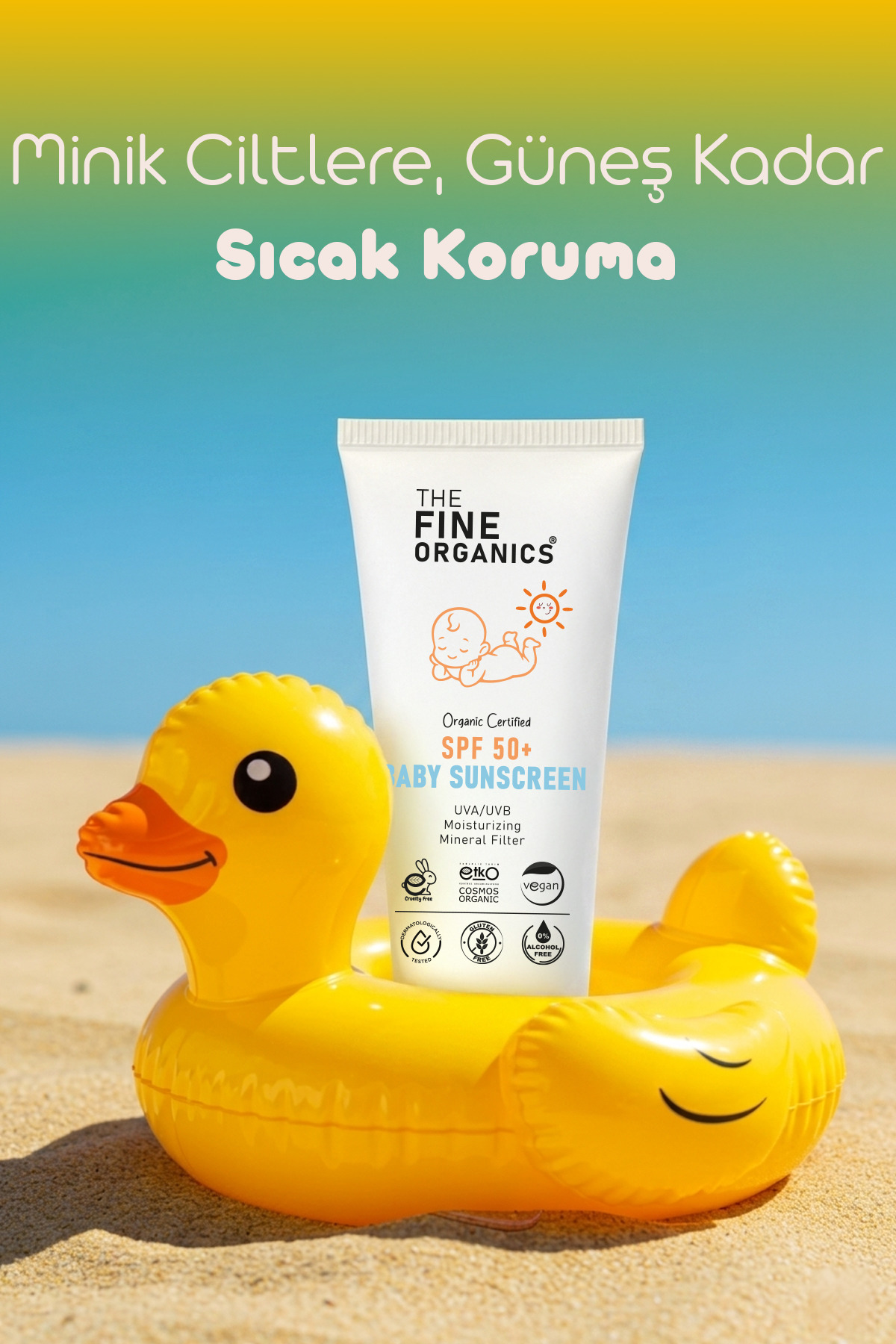 Organik Sertifikalı SPF 50+ UVA/UVB Mineral Filtreli Bebek ve Çocuk Güneş Kremi, Vegan Güneş Kremi — TFOBSCR01 — تصویر 4 از 6