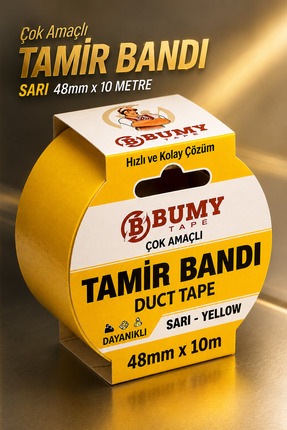 BUMY Çok Amaçlı Sarı Tamir İzolasyon Bandı 48 Mm X 10 METRE Su Geçirmez Sızdı...