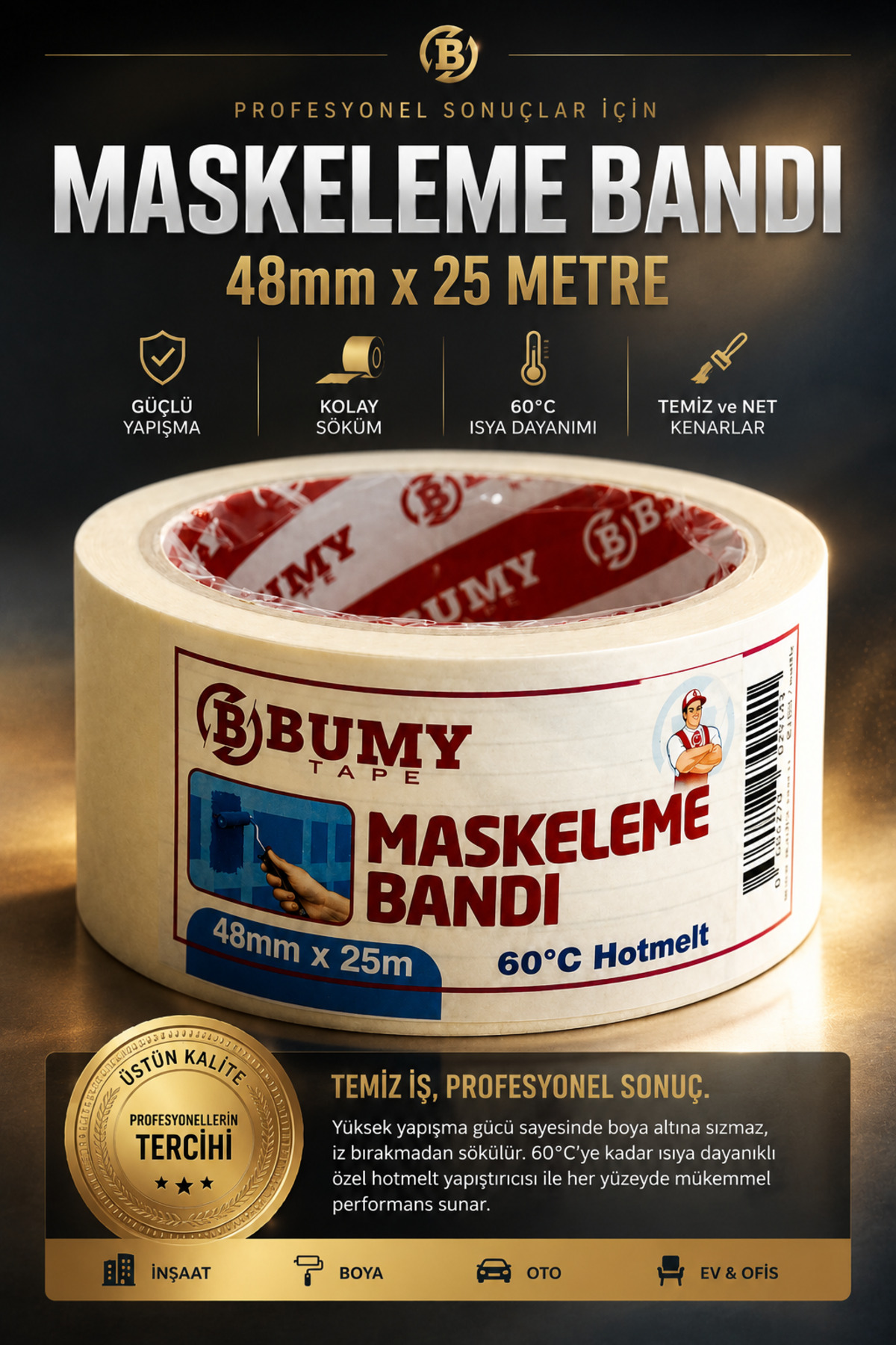 Masking Paint Tape 48 mm x 25 METERS Trace Free Decorative Paper Tape Tapes