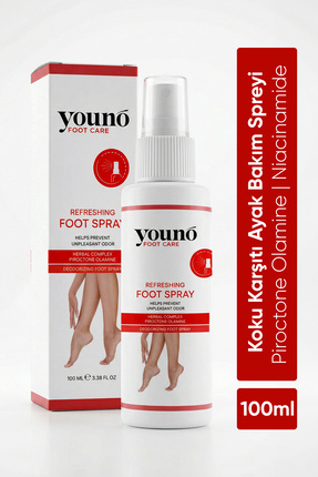 YOUNO CARE Koku Karşıtı Ayak Bakım Spreyi 100 ml | Piroctone Olamine | Niacin...