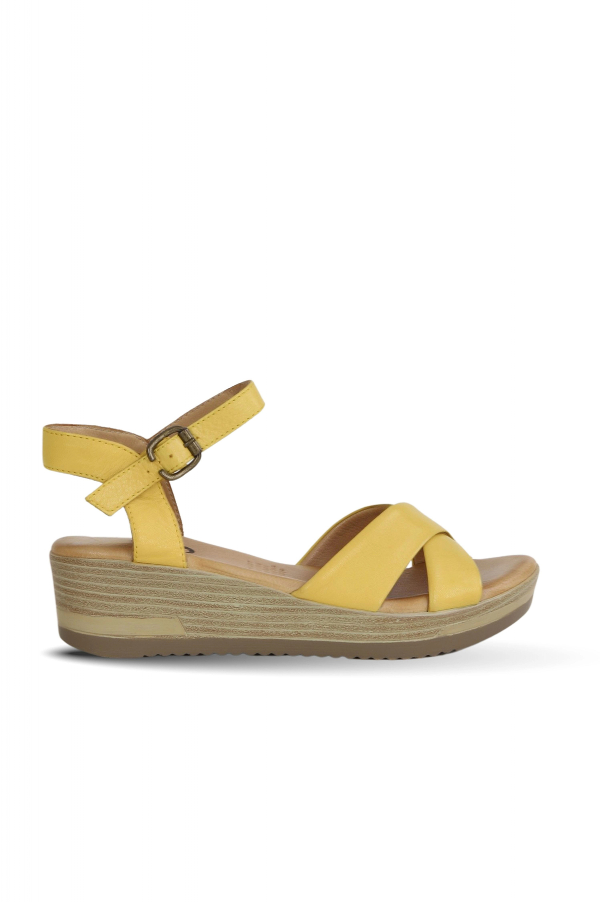 Shoes Women's Leather Yellow Padding Heel Sandals 01wl3303