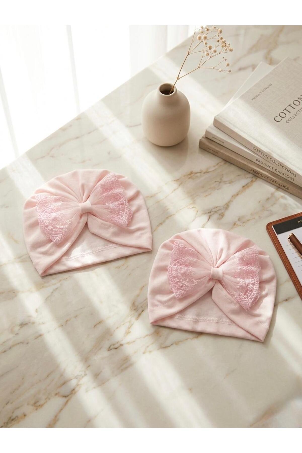 Baby Girl Bandana and Bonnet 2-Piece Set Mevlütlık Photo Shooting Gift Newborn Hat